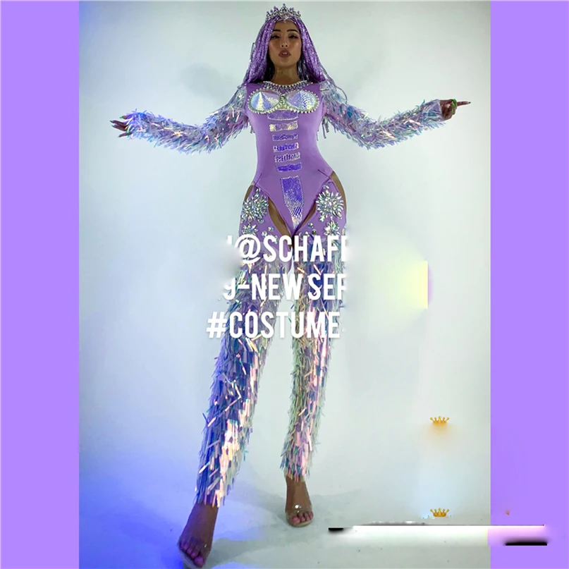 

Nightclub GOGO Women's Purple Laser Costumes Party Dance Team Costume