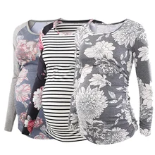 3 шт. в упаковке, женская винтажная рубашка с цветочным принтом для беременных, женская повседневная одежда для беременных