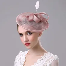 Новинка, элегантная женская шляпа для свадебной вечеринки, женский головной убор с бантом, сетчатый головной убор для невесты, пеньковая шляпа, специально разработанная, красивая шапка для свадьбы