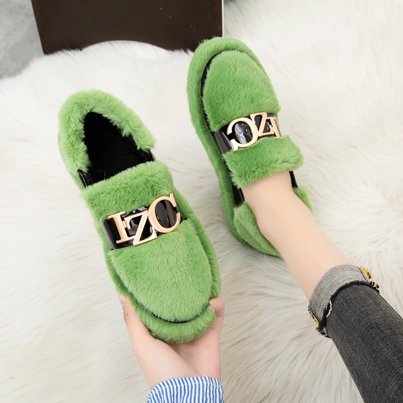 

Casual Woman Shoe Shallow Mouth Women's Shoes Platform Slip-on Loafers Fur Round Toe Modis Clogs Slip On Winter New 2019 Buckle
