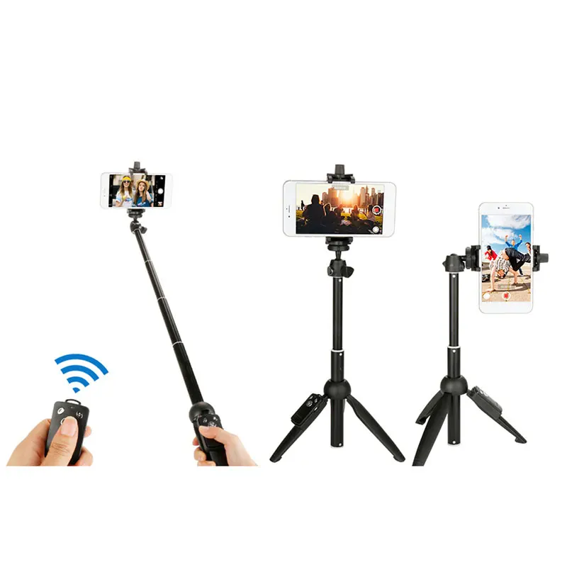 

New 3 in 1 Wireless Bluetooth Selfie Stick + Mini Selfie Tripod with Remote Control For iPhone X 8 7 6s plus Portable Monopod