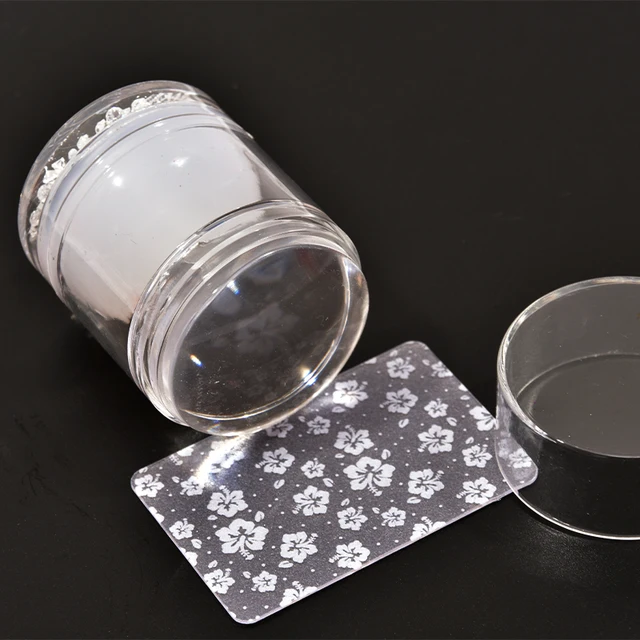 1set Easy-French Nail Stamper Monocle Clear Jelly 3.8*3.8cm Print Silicone Transfer Print Scraper Nail DIY Template Stamping YZ2 31