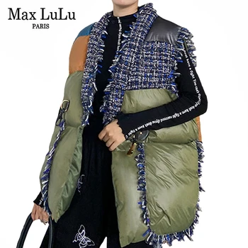 

Max LuLu New European Fashion Style Winter Ladies Loose Coats Women Padded V Neck Vests Female Warm Vintage Waistcoats Plus Size