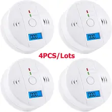 4 Uds de monóxido de carbono Detector de alarma de CO Detector Sensor de Gas con alarma de pantalla Digital Reloj de advertencia para casa