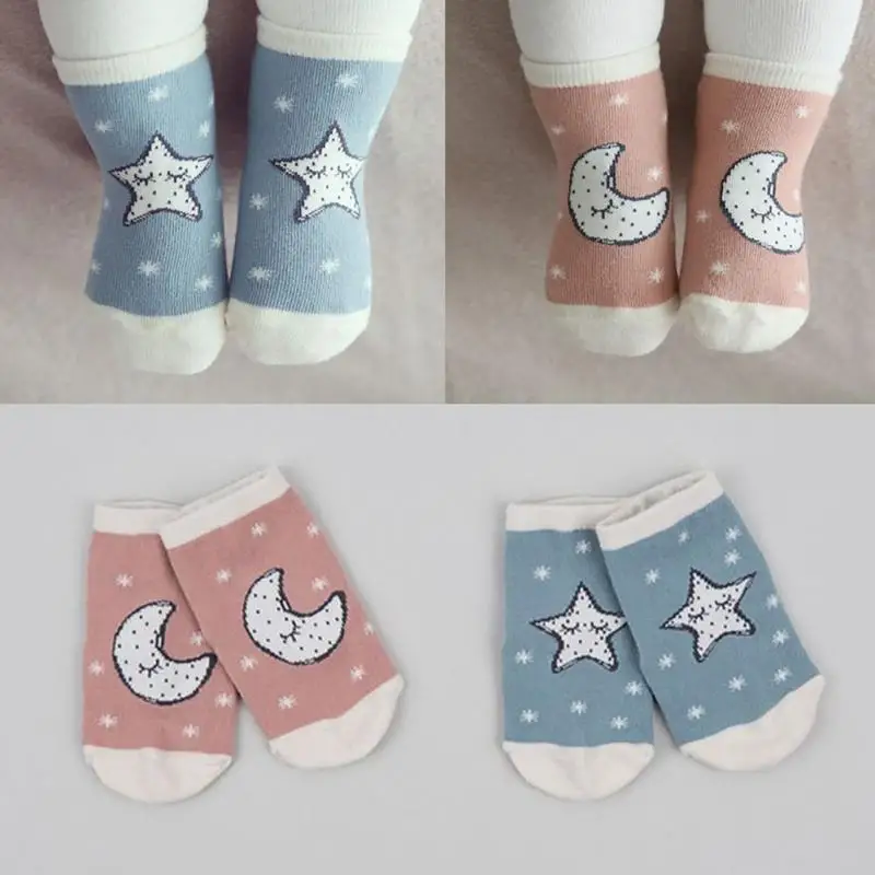 2 пары милых носков для новорожденных хлопковые весенне-осенние Нескользящие Асимметричные мягкие зимние носки для маленьких мальчиков и девочек#2