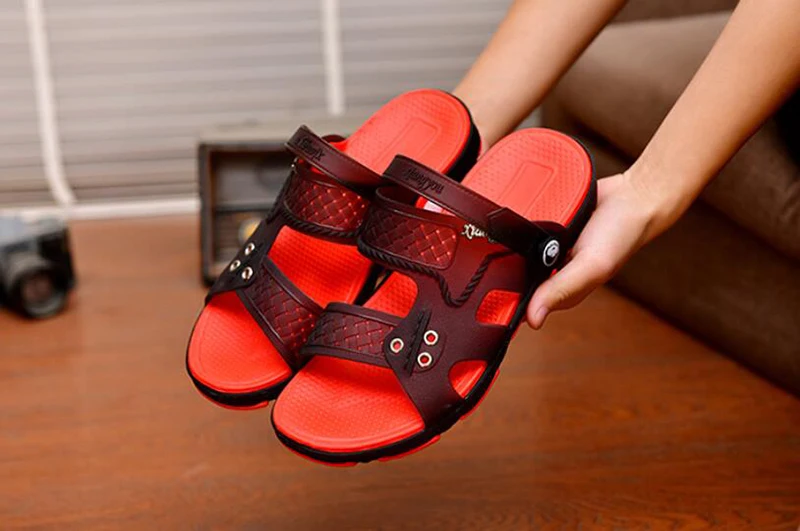 Pofulove Men Slippers Summer Sandals Outdoor Beach Casual Shoes Zapatos De Hombre Indoor Durable Anti Slip Peep Toe New