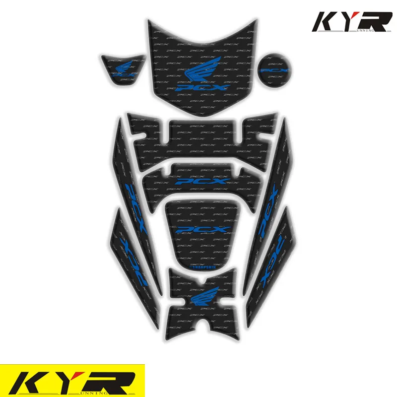 Мотоцикл 3D обтекатель газа кепки бак защиты стикеры Наклейка для PCX 125 150 PCX125 PCX150 - Цвет: Синий