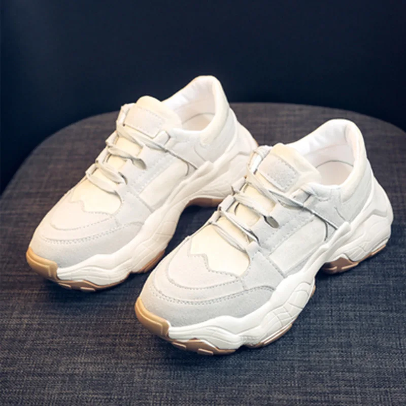 Women's Dad Sneakers Mixed Color Shoes Woman Chunky Sneakers Lace Up Platform Ladies Vulcanized Shoes Walking Female Footwear