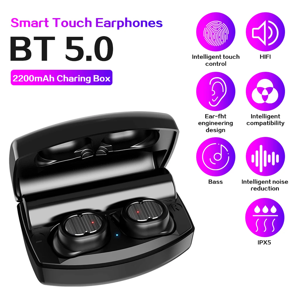 TWS 8plus Bluetooth наушники True беспроводные наушники BT5.0 стерео Бас спортивные наушники шумоподавление с микрофоном для телефонов