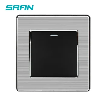 

SRAN EU/UK Standard 1Gang 1/2/3 way rocker switch,250V 16A wall switch stainless steel silver edge panel 86mm*86mm black