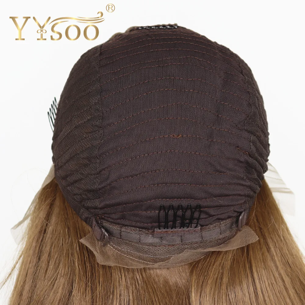 YYsoo длинные шелковистые прямые волосы, блонд, парик из искусственных волос Синтетические волосы на кружеве парики 13x6 для Для женщин Futura термостойкие волокна волос натуральных волос