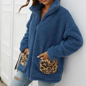 

Leopard Patchwork Casual Teddy Coats Women Faux Fur Coats Thick Warm Fur Autumn Winter Fur Jacket Loose Plus Overcoat Outwear