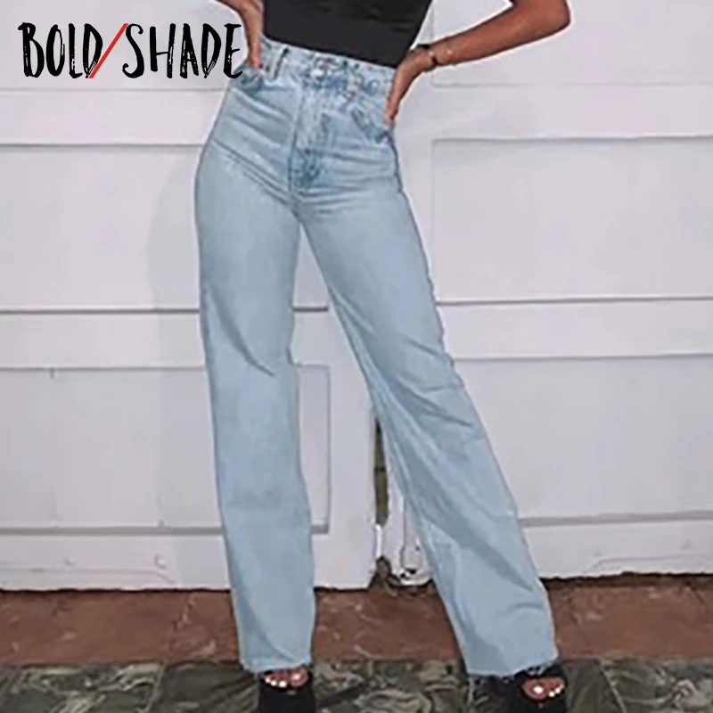 

Bold Shade 90s Streetwear Fashion Boyfriend Jeans Vintage Grunge High Waist Wide Leg Pants Denim Skater Style Women Trousers Hot