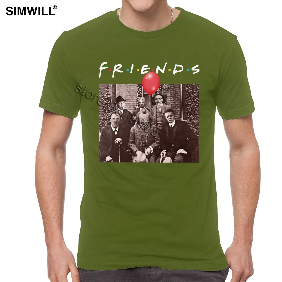 Myers Jason Friends, футболка для мужчин, страшный фильм, страшный Хэллоуин, это пеннивайз, футболка, Стивен Кинг, персонажи ТВ, футболка, хлопковая футболка - Цвет: Армейский зеленый