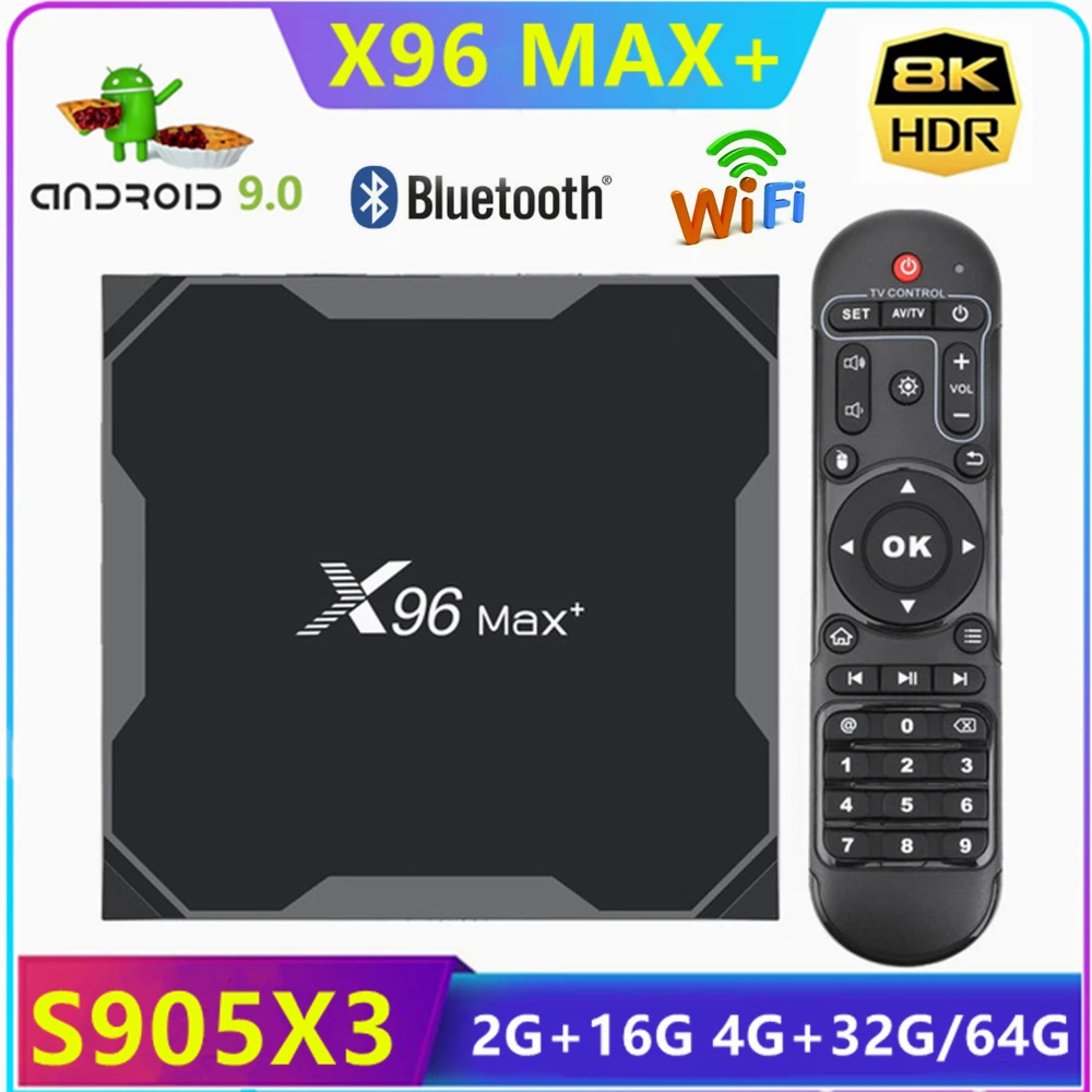 X96 max plus Smart TV Box Android 9.0 BOX Amlogic S905X3 4G 32GB 64GB 2.4G&5.0G WIIF BT4.0 1000M 8K HDR Set top box Media player
