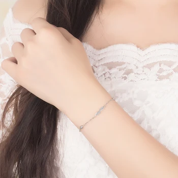 

Simple style 925 sterling silver bracelet girl zircon inlaid solid silver bracelet charm women's jewelry Pulseira feminina