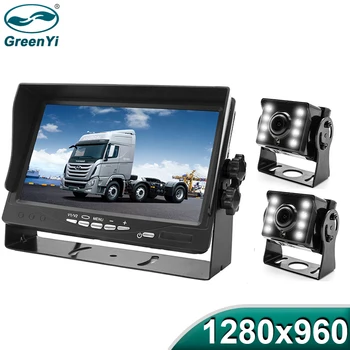

GreenYi 7 inch High Definition AHD 1280x720P Monitor With Starlight Night Vision LED Rear View Camera For Truck Bus Vehicle