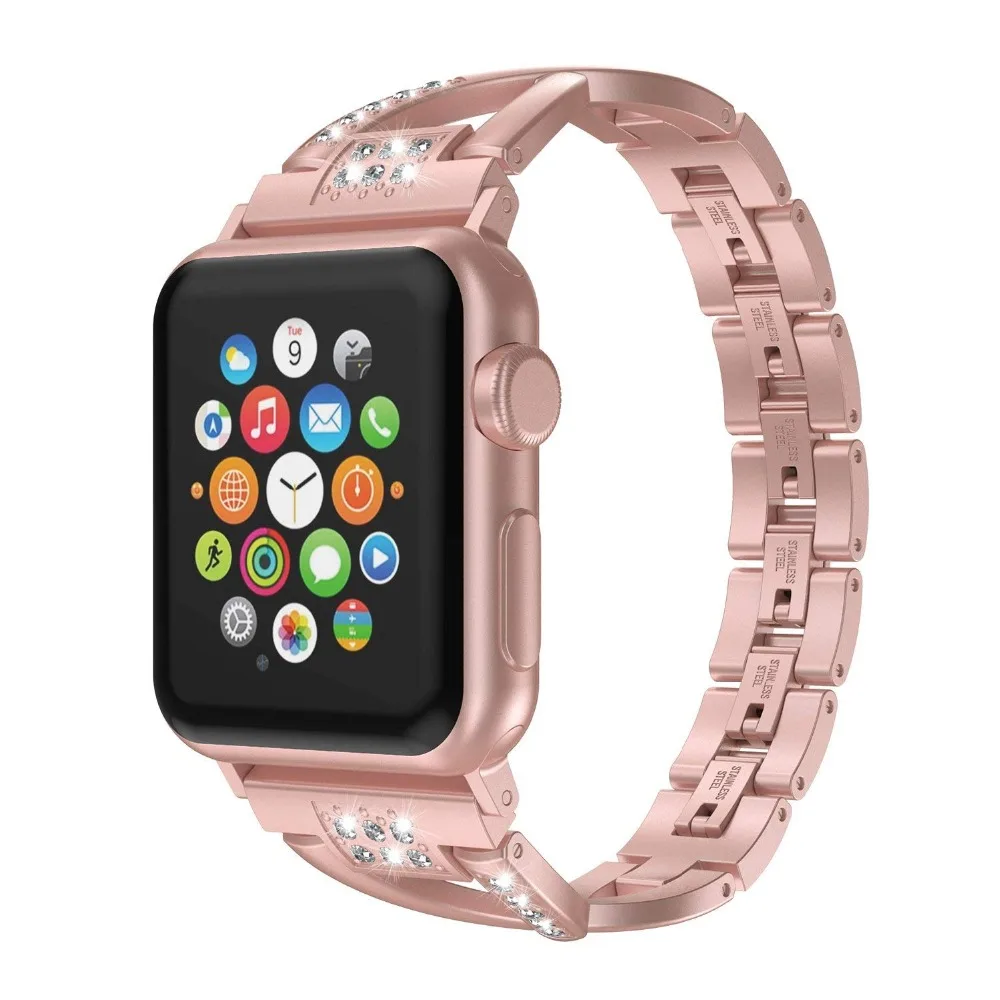 Ремешок Алмазный для Apple Watch band 38 мм 42 40/44 браслет из нержавеющей стали iWatch 5 6 SE
