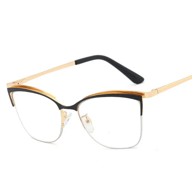 Luxury Half Frame Cat Eye Anti Blue Light Optical Glasses Frames Women Men Fashion Designer Metal Eyeglasses 3