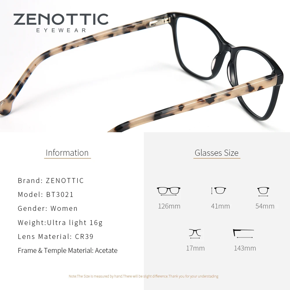 Квадратные ацетатные оправы для очков ZENOTTIC женщин оптические близорукости