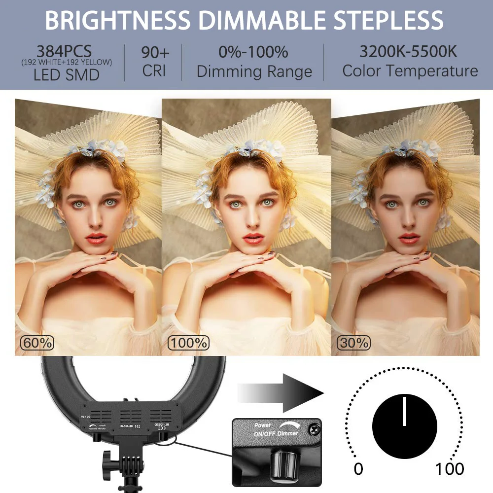  capsaver 14 inches Ring Lamps LED Ring Light Makeup Light Selfie Annular Lamp with Stand Phone Hold - 4000096168510