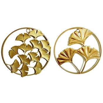 

2Pcs Creative Home Living Room Shop Iron Gold Three-Dimensional Leaf Wall Hanging Decorative - Style C & Style B
