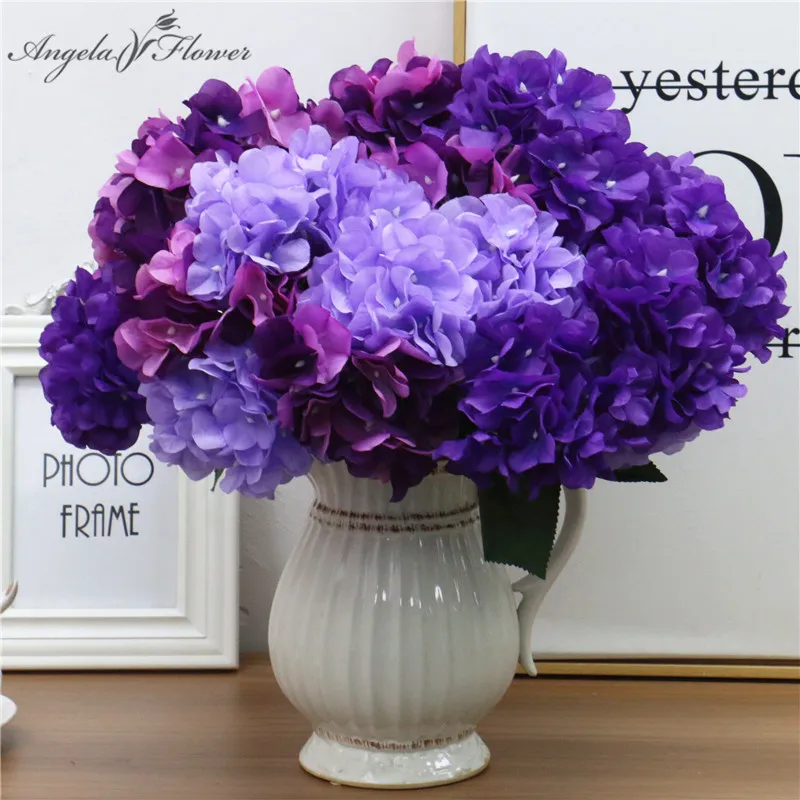 Silk Flower Artificial Flowers Fake Peony Silk Hydrangea Bouquet Light Purple