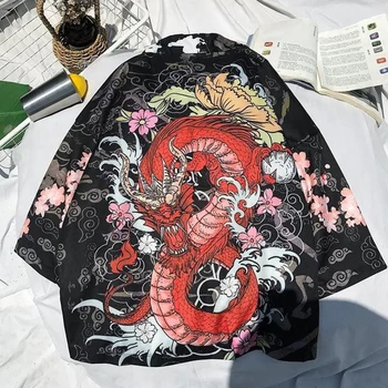 

Japanese Cardigan Kimono Print Short Robe Loose Soft Kimomo Women And Man Japones Haori Traditional Japanese Kimono Yukata