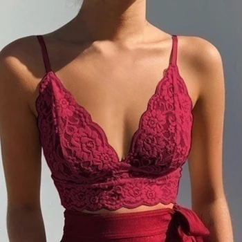 

Plus Size 3XL Bralette Seamless Deep V Lace Bra Wireless Thin Underwear Sexy Lingerie Soft Push Up Bras For Women Girls Crop Top