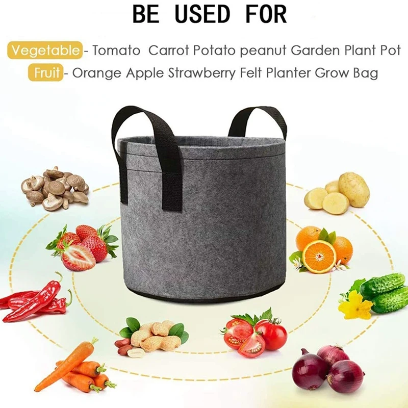 

5-Pack 7 Gallon Grow Bags Heavy Duty Thickened Fabric Planting Pots with Strap Handles for Potato/Plant Gg (Grey)