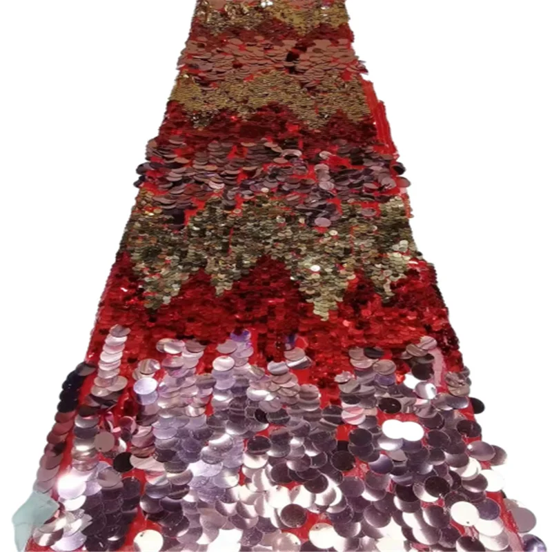 

Red sequins African Lace Fabric 2021 High Quality French Mesh Lace Material Nigerian Lace Fabrics 5 Yards For Party Dress
