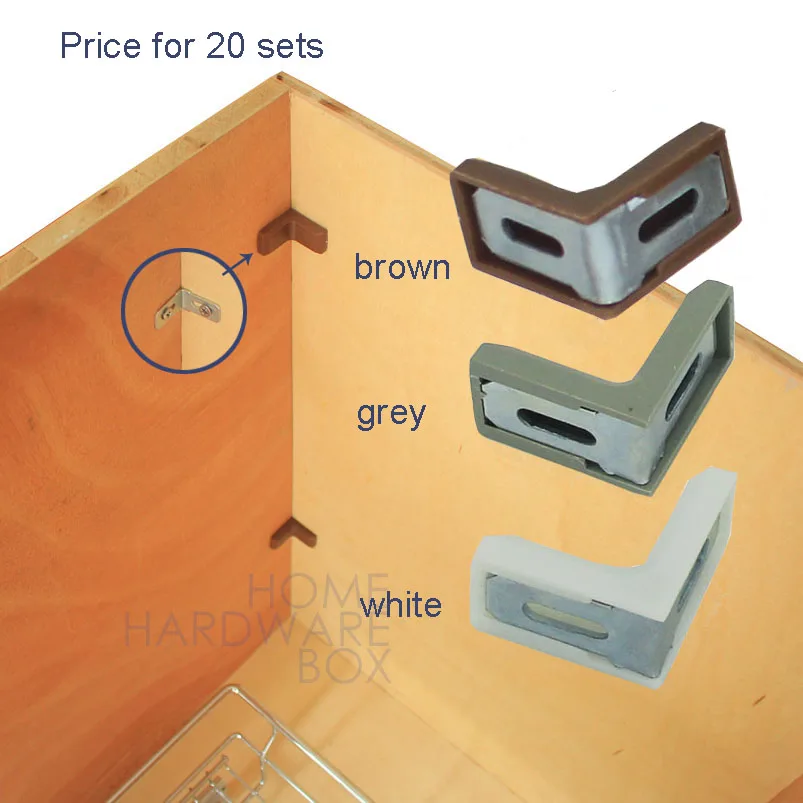 corner brace metal angle cabinet shelf bracket clamp joint 20 set with plastic cover | Обустройство дома