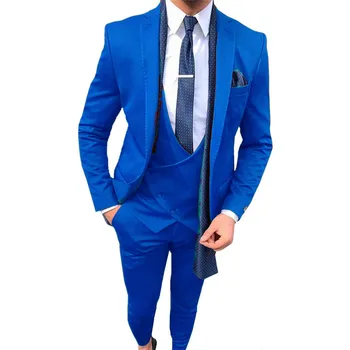 

[XZ46] Mens Premium Custom Made Business Pants Suits Set Three-Piece Blazer Jacket Waistcoat Trousers Set For Award Ceremony