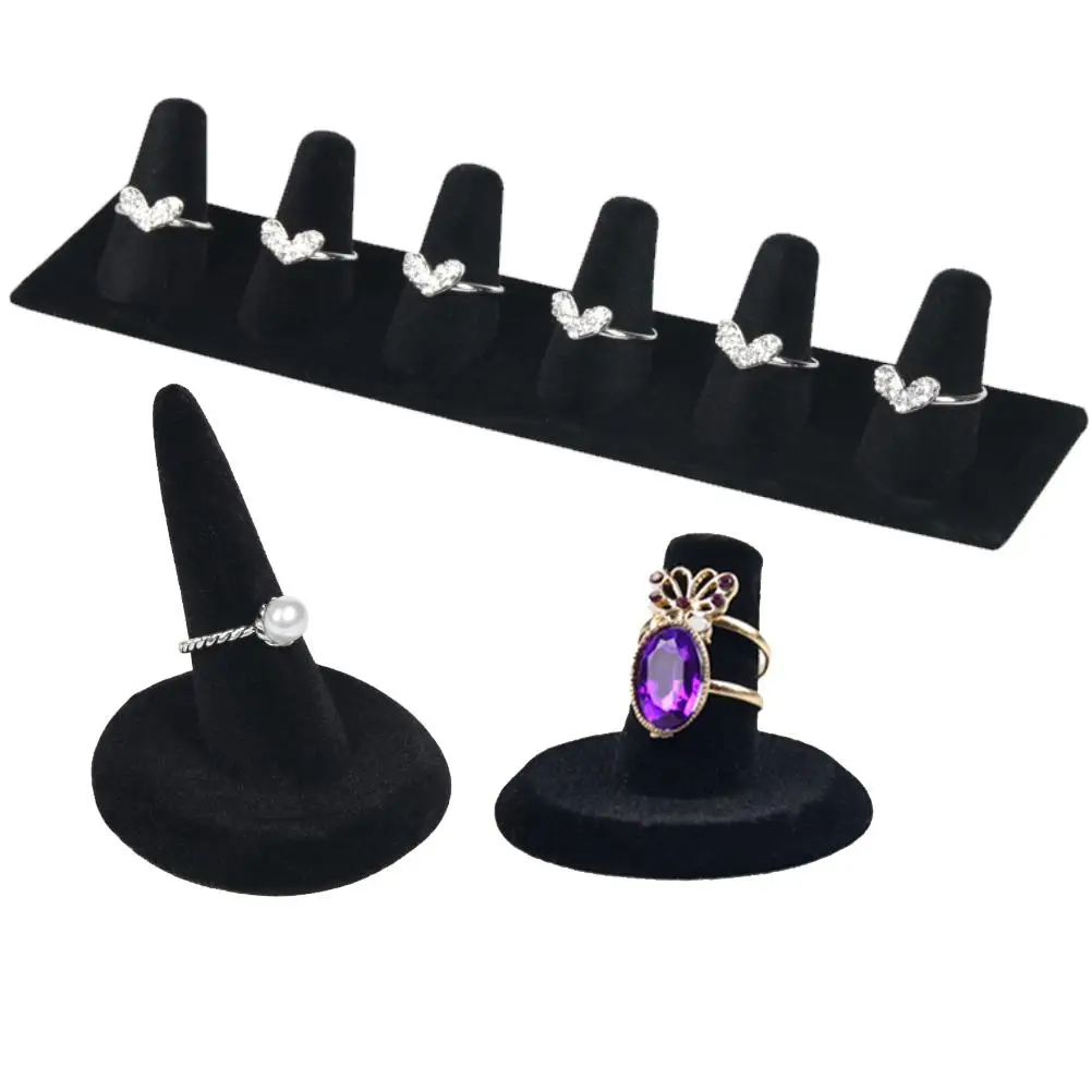 HOT SALE!! Velvet Multi Finger Ring Stand Jewelry Organizer Display Holder Rack Counter velvet jewelry display rack rings holder new 50 positions rings display stand earrings holder storage rack shelf plate organizer rose red velvet case jewelry packaging