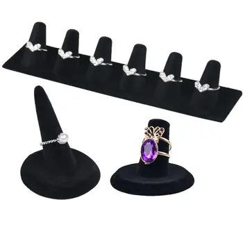 

HOT SALE!! Velvet Multi Finger Ring Stand Jewelry Organizer Display Holder Rack Counter velvet jewelry display rack rings holder