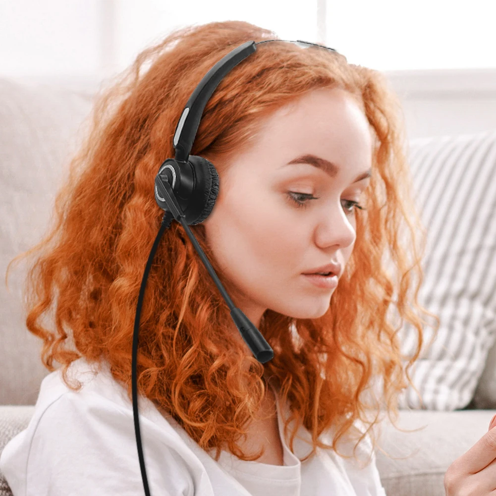 USB Wired Headset for Call Center PC Line Control Mute Button Headphone with Noise Cancelling Microphone