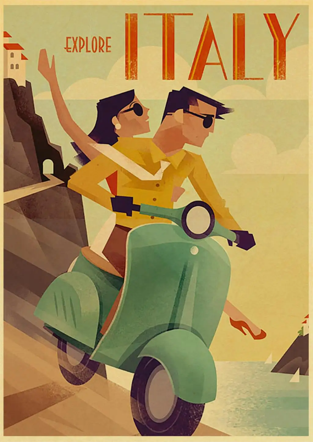 E157 Vintage Travel City Landscape Retro Posters and Prints Wall Stickers Print on Kraft Paper Art For Home Room Decor Painting - Цвет: E157