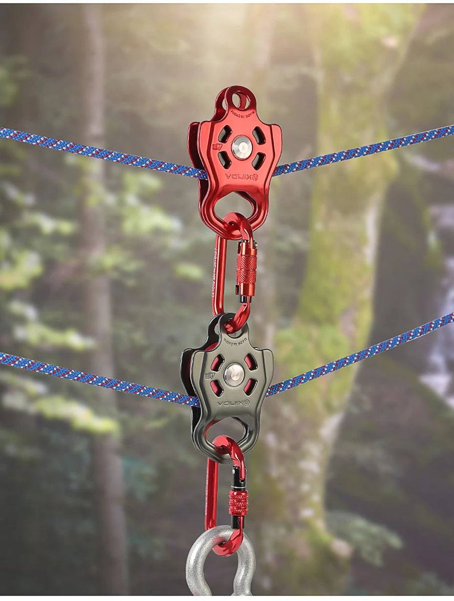 XINDA Professionelle Einzelrollen-Ausrüstung in Kugellager, Bergsteigen, Klettern, Zipline, Traverse-Lösung, Wagenrolle – Detail 8