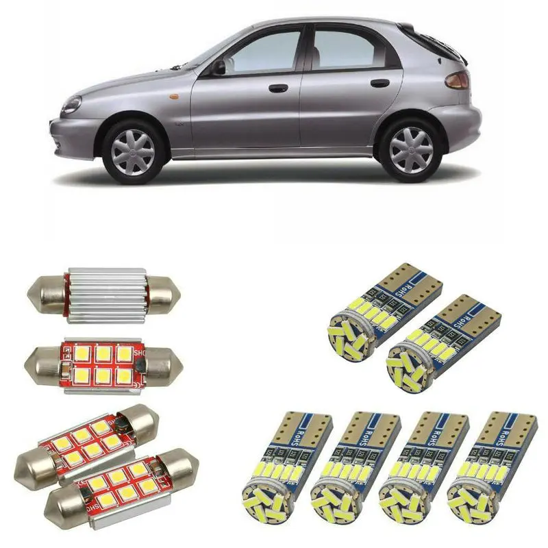 

Interior led Car lights For Daewoo lanos klat hatchback saloon dome bulbs for cars License Plate Light 6pc