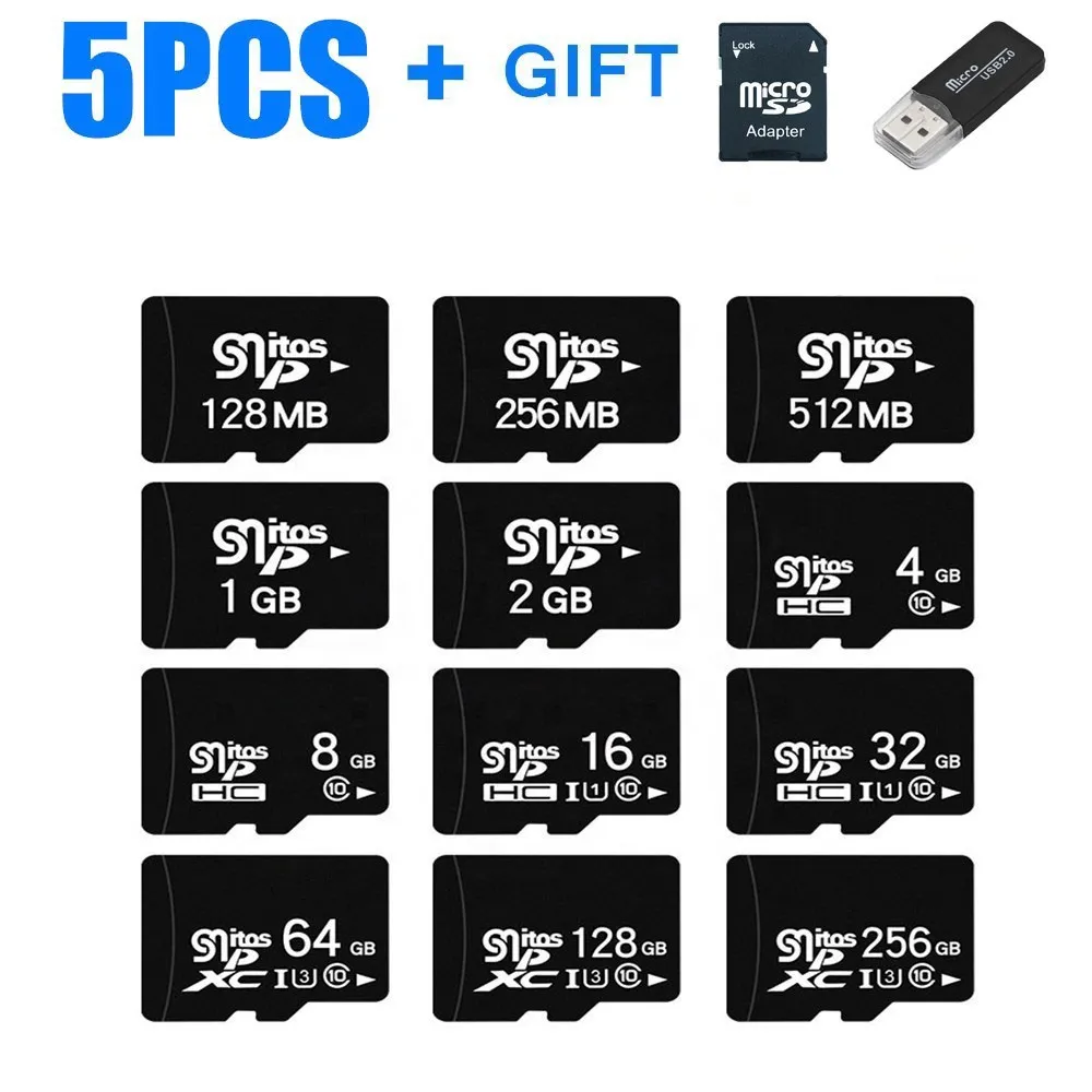 5PCS Micro SD TF Card 16GB 32GB 64GB 128GB 256GB Class10 Flash Memory Card Microsd 1GB 2GB 4GB 8GB SDCard for Smartphone Adapter