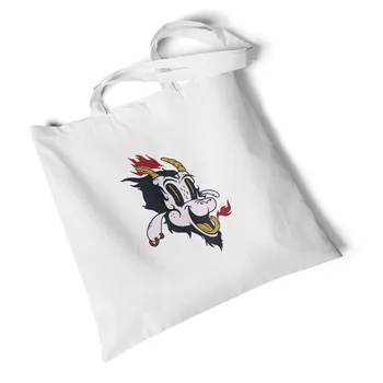 

Lychee Girls Environmental Shopping Bags Women's Devil Print Canvas Bag Casual Large Fashion Handbag School Student Shoulder Bag