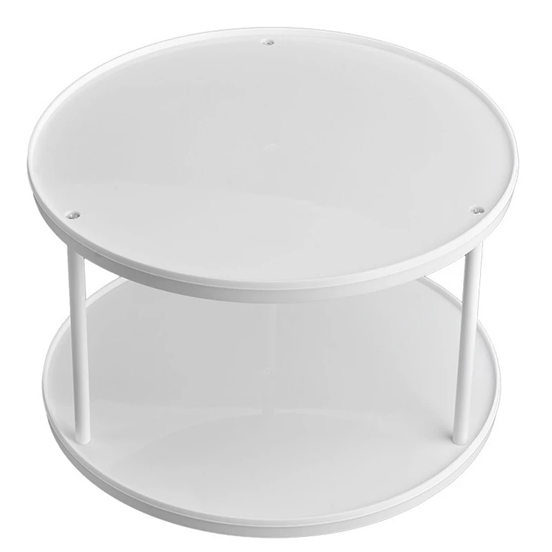 

360 Degree Rotating 2 Tier Spices Fruit Tray Turning Table Cake Rack Home Kitchen Storage Rack