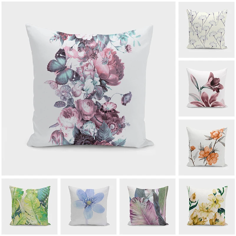 

Flower Cushion Cover for Living Room Sofa Tropical Linen Decorative Kussenhoes Comfortable Soft Housse de Coussin Home Decor