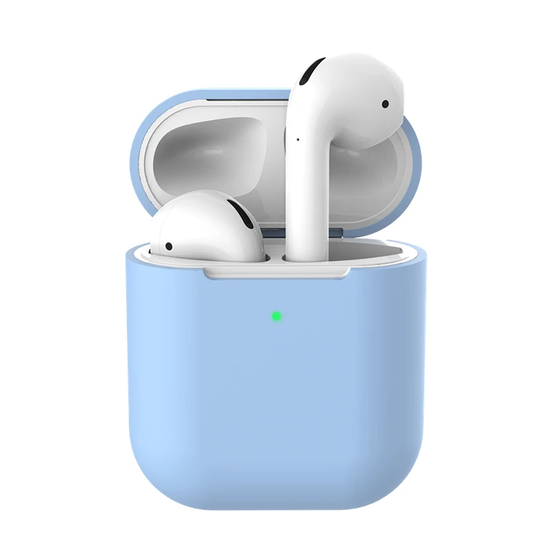 07 Силиконовый ударопрочный защитный чехол для Apple AirPods 2, беспроводные Bluetooth наушники, однотонные аксессуары для кожи для подушки безопасности - Цвет: 07