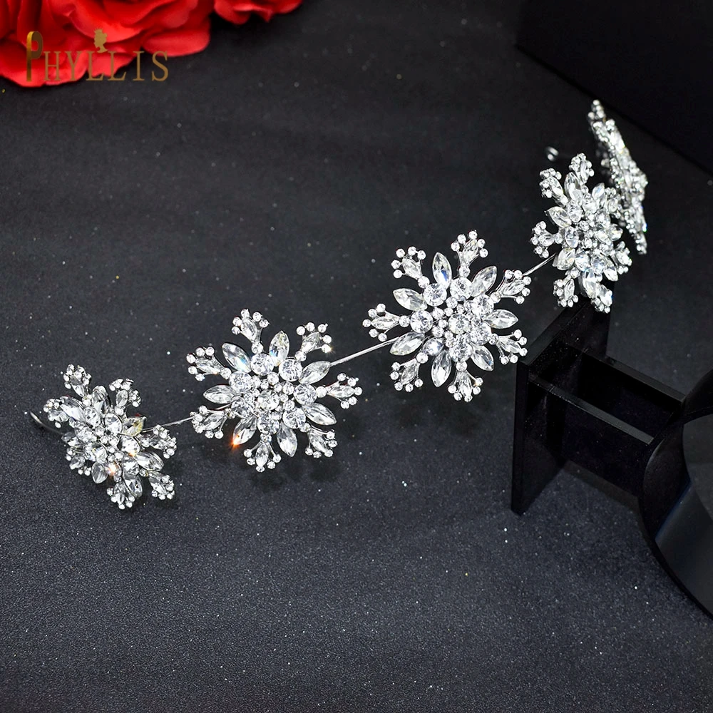 A360 Snowflake Wedding Hair Accessories Crystal Floral Bridal Tiaras Baroque Headband Rhinestone Pageant Diadem Headpieces