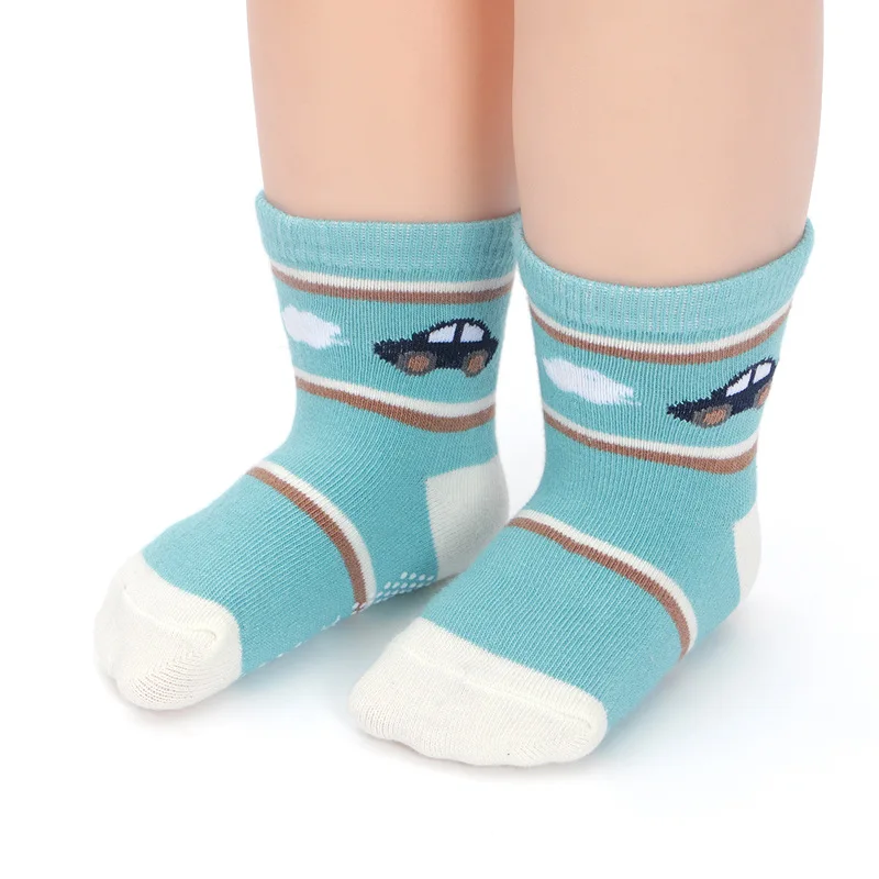 

24PCS=12PAIR Baby Socks Stripes Star Floor Non Slip Children Plain coloured Cartoon Suitable Four Seasons 8cm- 14cm Length