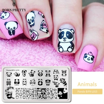 

1 Pc BORN PRETTY Cute Panda Idea Nail Stamping Plates Template Rectangle Nail Art Image Stamp Plate BPX-L015