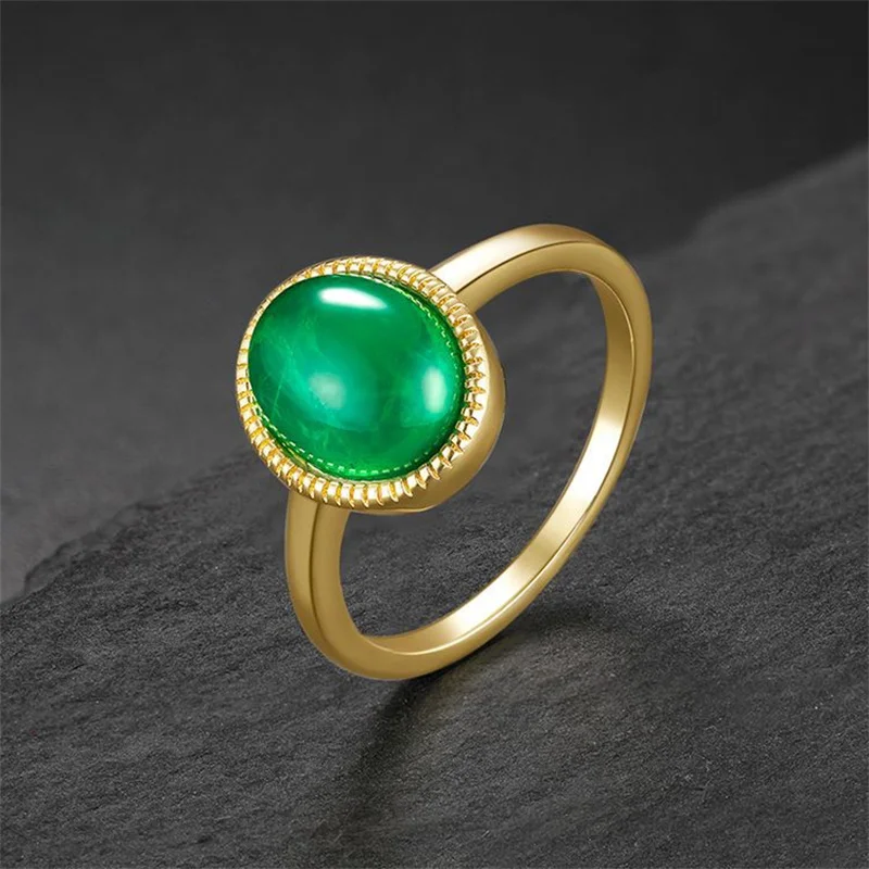 Qtt Anello Classico In Oro Squisito Ovale Alto Charms Lab Smeraldo Carbonio Diamante Pietra Anello Di Fidanzamento Matrimonio Regalo Gioielleria Raffi