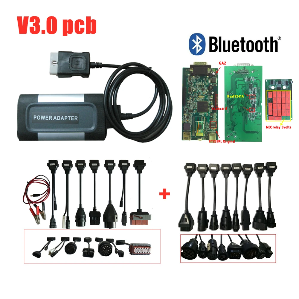 

DHL REE 2015R3/2016R0 keygen with Bluetooth Black VD TCS C-D-P scanner for Autocoms OBD2 diagnostic tool+16pc car/truck cables