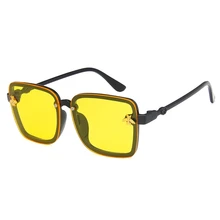 Новые Модные цветные линзы для мальчиков и девочек, большие квадратные солнцезащитные очки с украшением в виде пчелы, Детские крутые очки Uv400